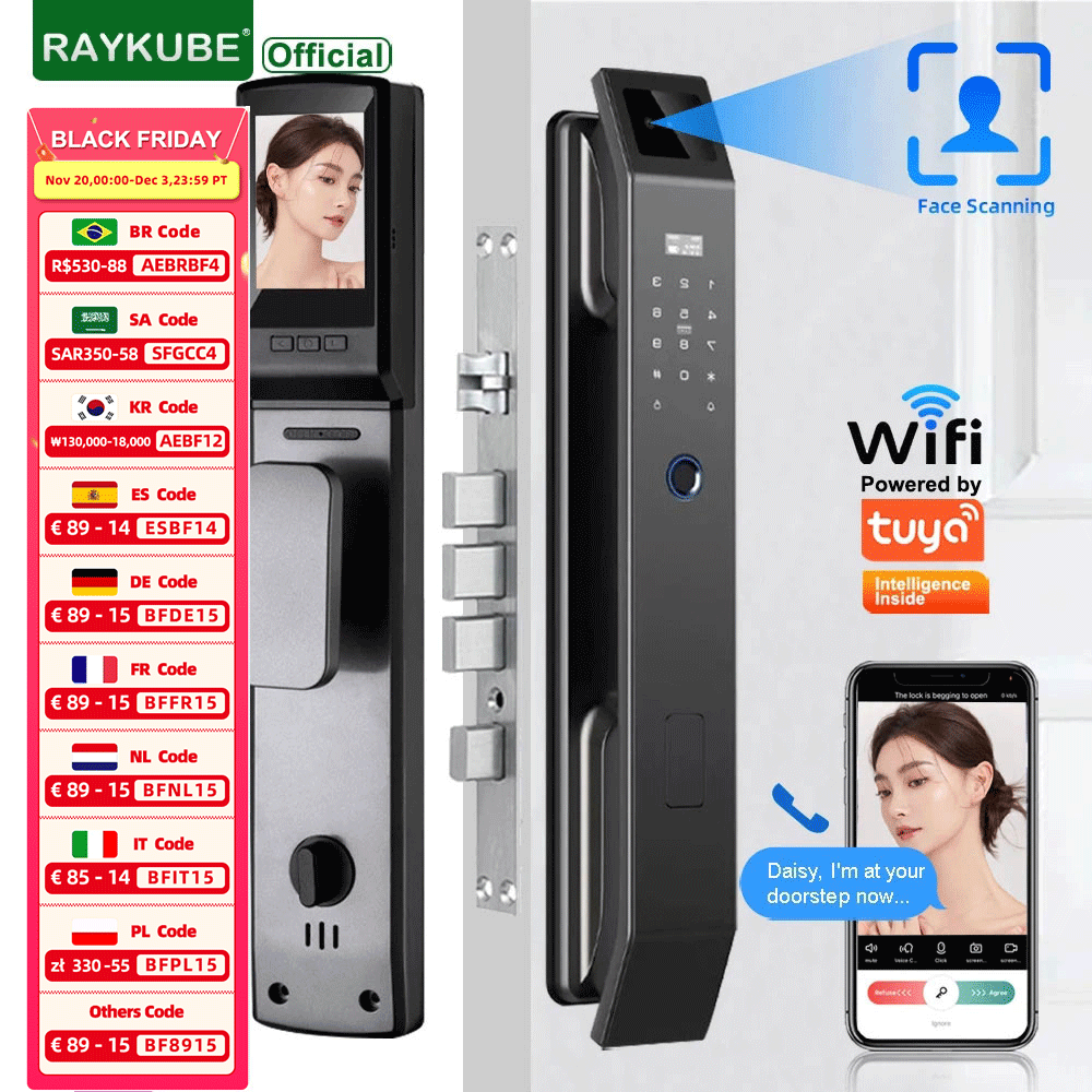 Smart Home Door Lock - RAYKUBE DF14 Tuya WiFi ระบบล็อคดิจิตอลแบบสแกนใบหน้า 3