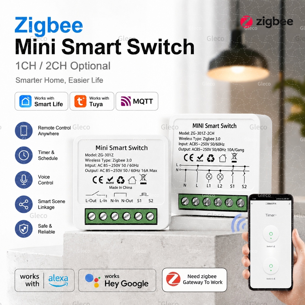 สวิตช์อัจฉริยะ Zigbee Tuya Sma - Smart Home Hub 2 บทวิจารณ์และราคา